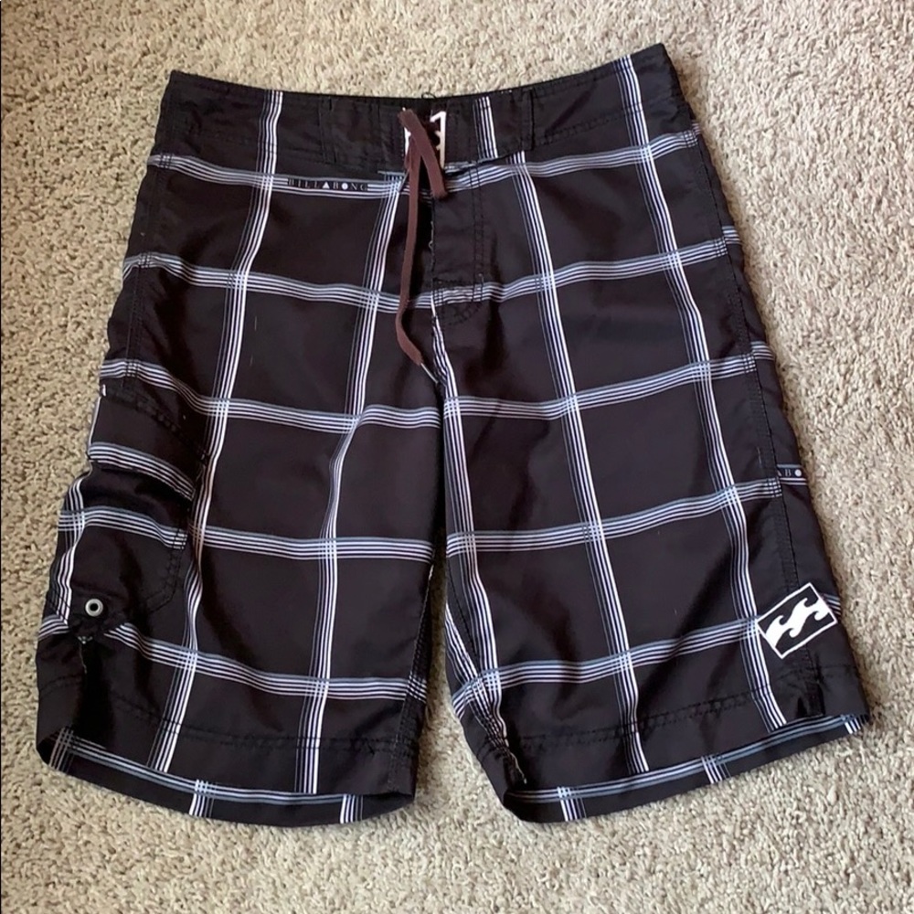 Billabong Black Grid Pattern Board Shorts
